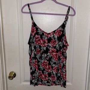 torrid floral vneck tank; adjustable straps